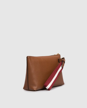 Bally Коричневый кожаный клатч с эмблемой WLO08OVT990