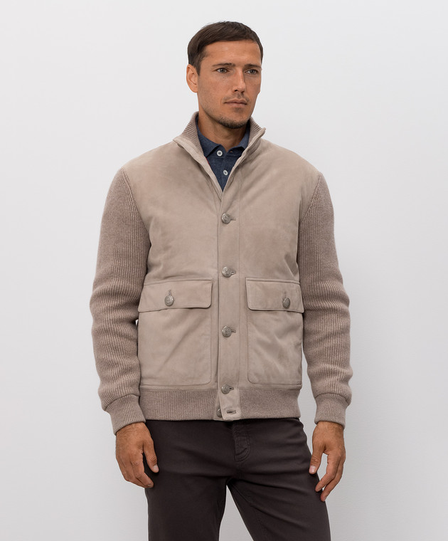 Brunello Cucinelli Бежевая комбинированная куртка MPCLF1955 изображение 3