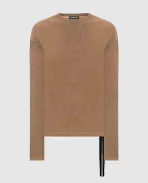 Ann Demeulemeester Коричневый лонгслив Emil Relax Boxy с принтом B0014223FA757