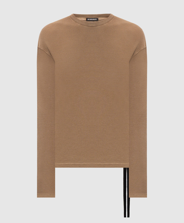 Ann Demeulemeester Коричневый лонгслив Emil Relax Boxy с принтом B0014223FA757