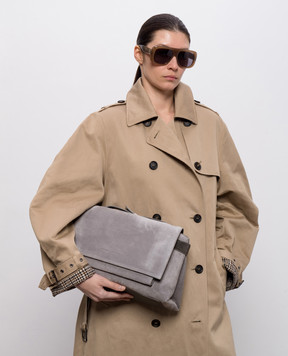 Brunello Cucinelli Серая замшевая сумка-мессенджер MBDLB2816P