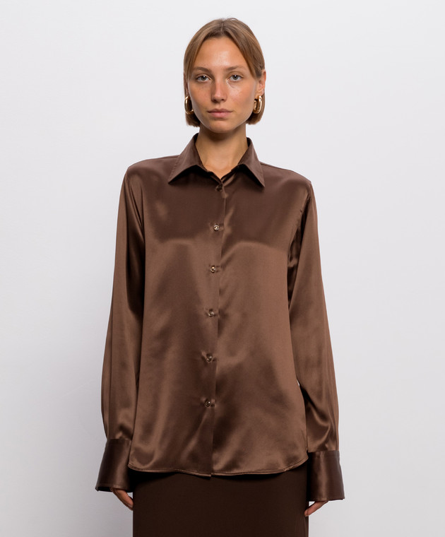 Ermanno Scervino Коричневая блуза из шелка D492K397NXE изображение 3