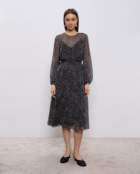 Max Mara Черное платье MSTCAMPO из шелка в горох MSTCAMPO