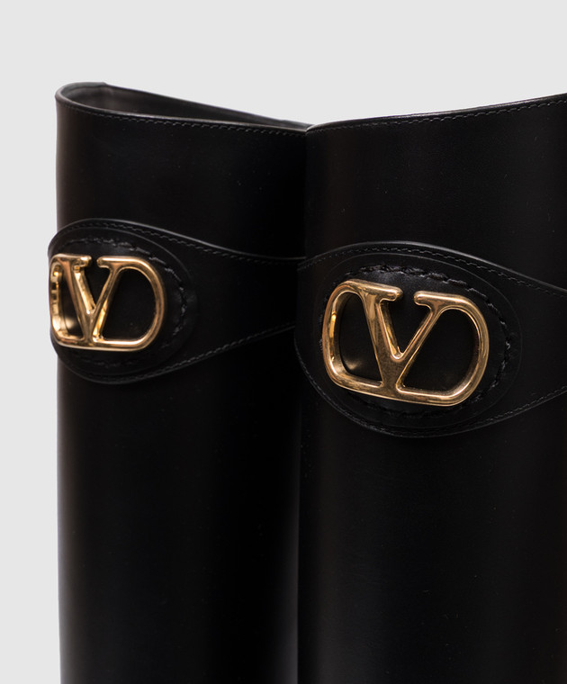 Valentino Черные кожаные сапоги с логотипом 9W2S0MT1DSH изображение 7