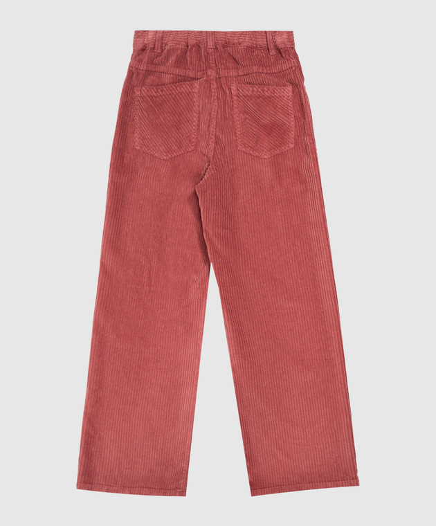 Brunello Cucinelli Детские бордовые вельветовые брюки с цепочкой мониль BB092P650B изображение 2