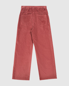 Brunello Cucinelli Детские бордовые вельветовые брюки с цепочкой мониль BB092P650B