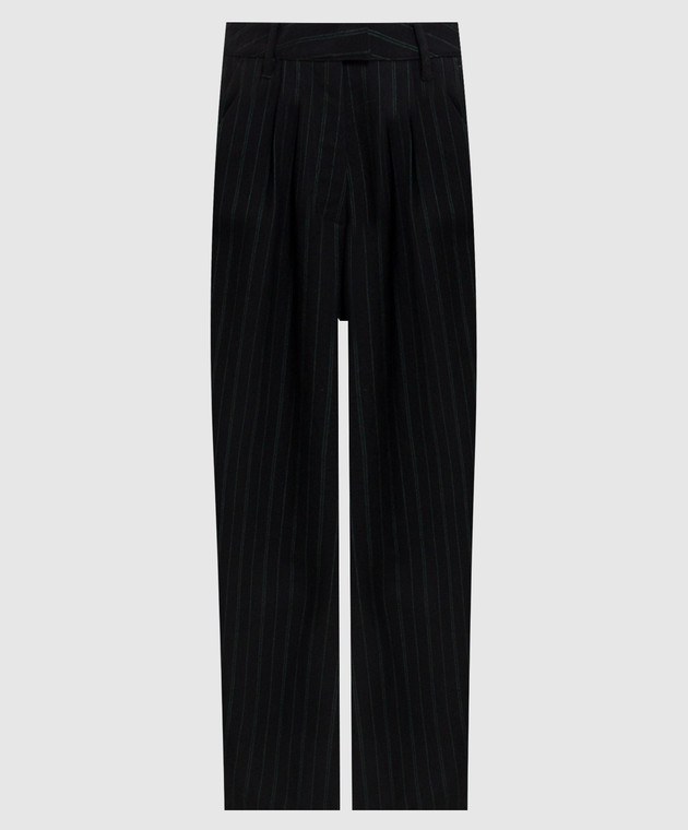 Off-White Чорні штани з вовни в смужку 2FH00356B
