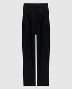 Off-White Чорні штани з вовни в смужку 2FH00356B