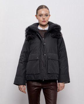 Brunello Cucinelli Серая пуховая куртка с мехом MG5017913