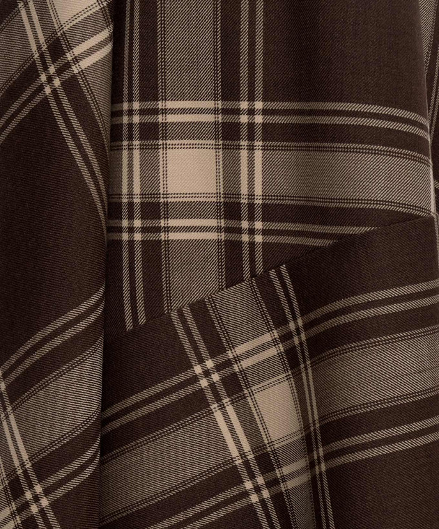 Max Mara Weekend Коричневая юбка миди LANOSO с шерстью в клеточку WKDLANOSO изображение 5