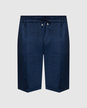 Doriani Cashmere Синие шорты из льна с отворотами P211F15T188782538