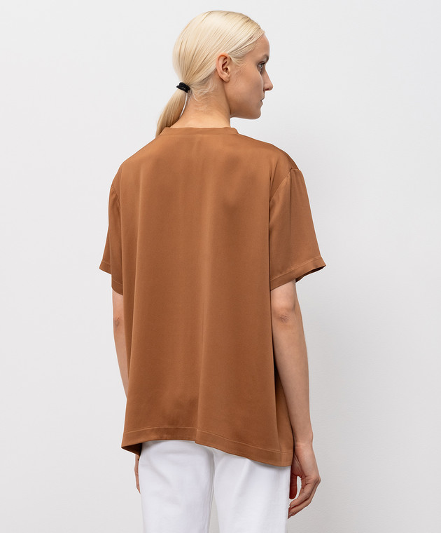 Fabiana Filippi Коричневая блуза с цепочкой мониль TPD266F283L780 изображение 4