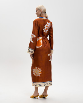 Alemais Коричневое платье-рубашка Soleil D'Amour из шелка 6080D
