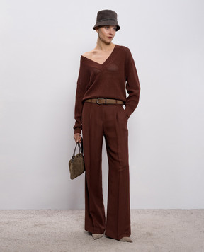 Brunello Cucinelli Коричневий пуловер з люексом MST263312