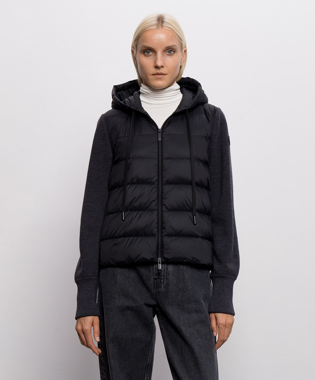 Moncler Черная комбинированная куртка L20939B00019M1131 изображение 3