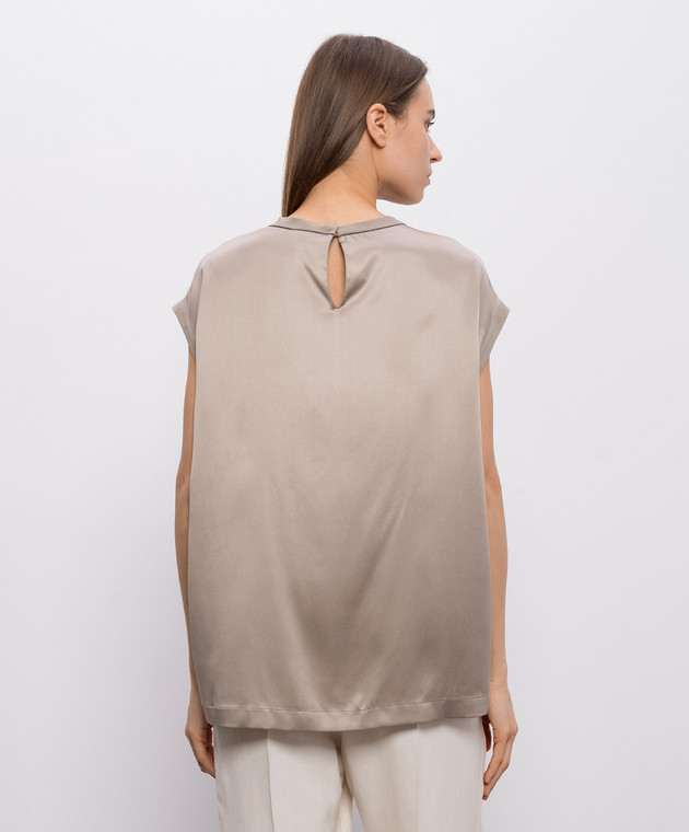 Brunello Cucinelli Сірий топ із шовку M0C59EH500 зображення 4