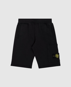 Stone Island Детские черные шорты с логотипом L1S166200006S004014