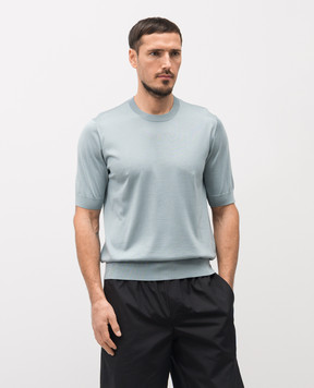 Dolce&Gabbana Блакитна футболка із шовку GXX03ZJBSO5