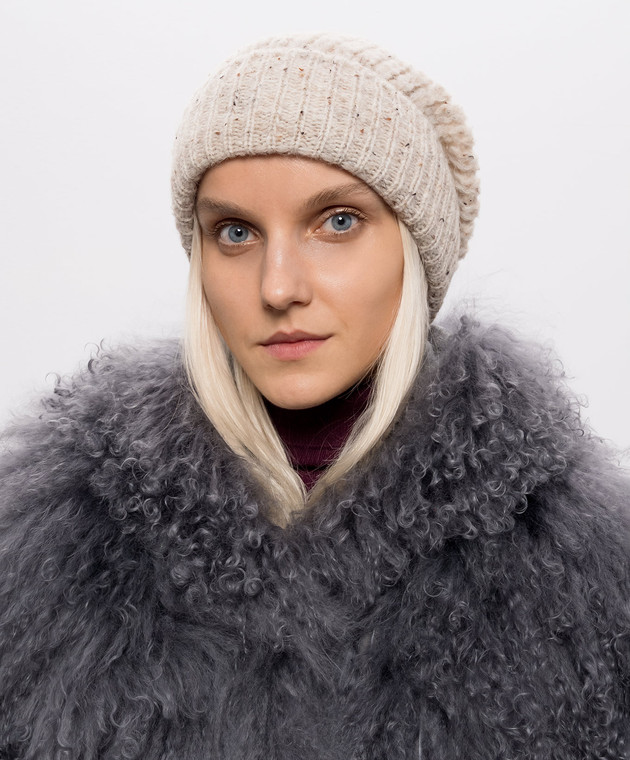 Ermanno Scervino Life Бежевая шапка с шерстью альпаки D494V500IJT изображение 2