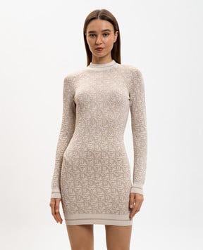 Palm Angels s Бежева сукня міні з люрексом PWHI048R24KNI001