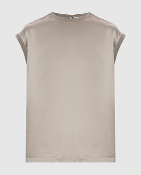 Brunello Cucinelli Топ кольору хакі із шовку з ланцюжком M0C59EH500