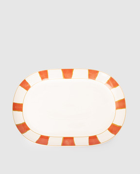 Geminiano Cozzi 1765 Біле порцелянове овальне блюдо Striche Arancio e Oro LGCFL20459053