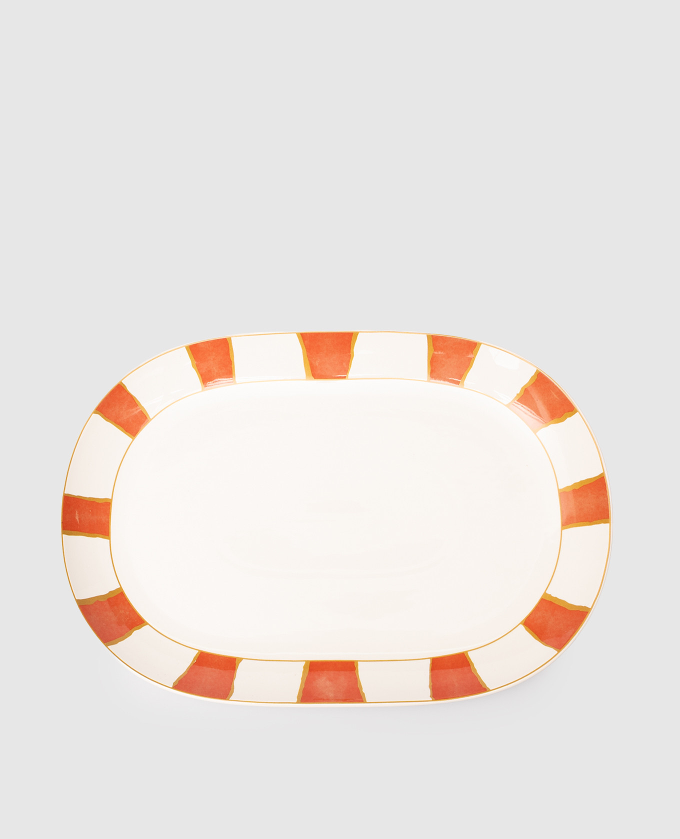 

Белое фарфоровое овальное блюдо Striche Arancio e Oro, Белый, Посуда