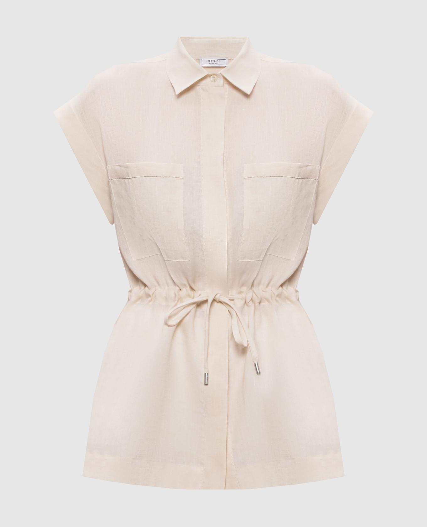 Бежевая рубашка из льна с цепочкой мониль