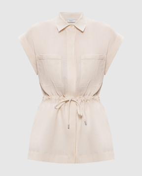 Peserico Бежева сорочка з льону з ланцюжком моніль S0631902600