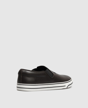 Dolce&Gabbana Коричневые кожаные слипоны DG Sailing CS2428A8034