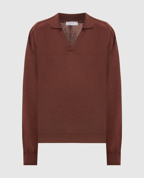 Peserico Коричневий пуловер з вовни з коміром-поло S99426F1809770