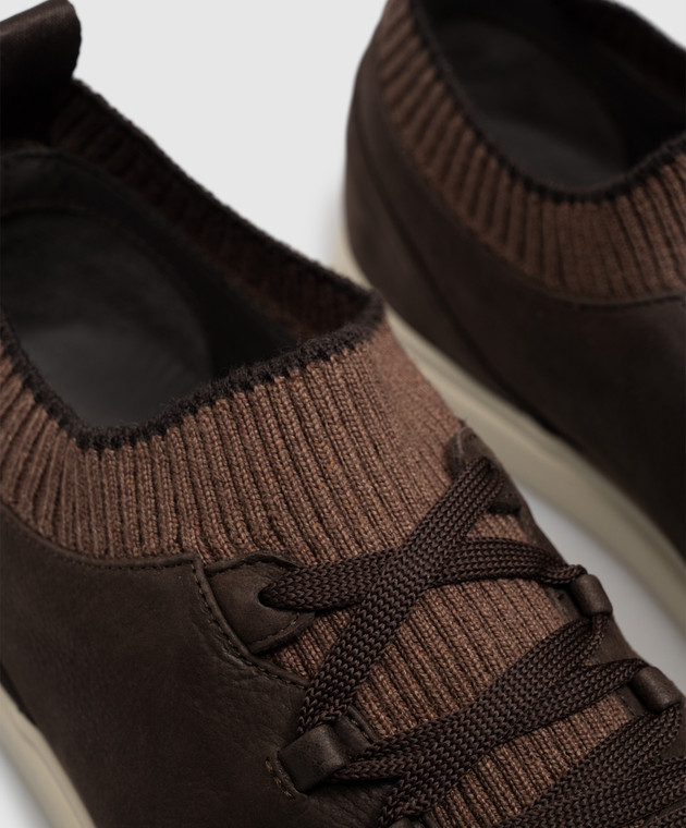 Lanciotti De Verzi Темно-коричневые кроссовки из нубука SNEAKERS изображение 5