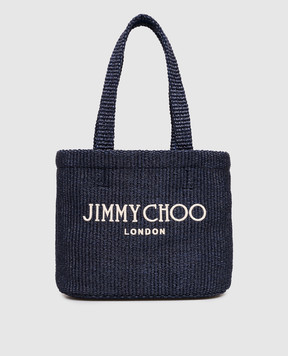 Jimmy Choo Синя сумка-тоут з рафії East-West BEACHTOTEEWMJYN