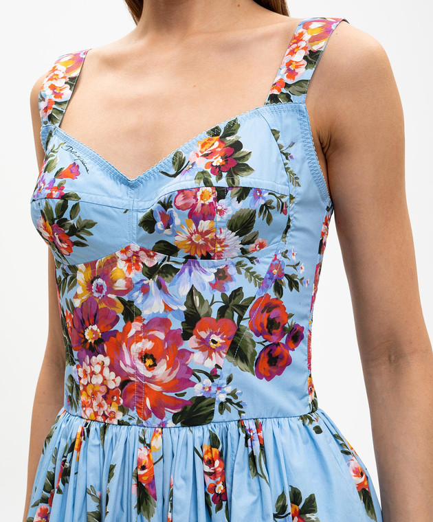 Dolce&Gabbana Блакитна сукня в квітковий принт F6TTHTHS5UU зображення 5