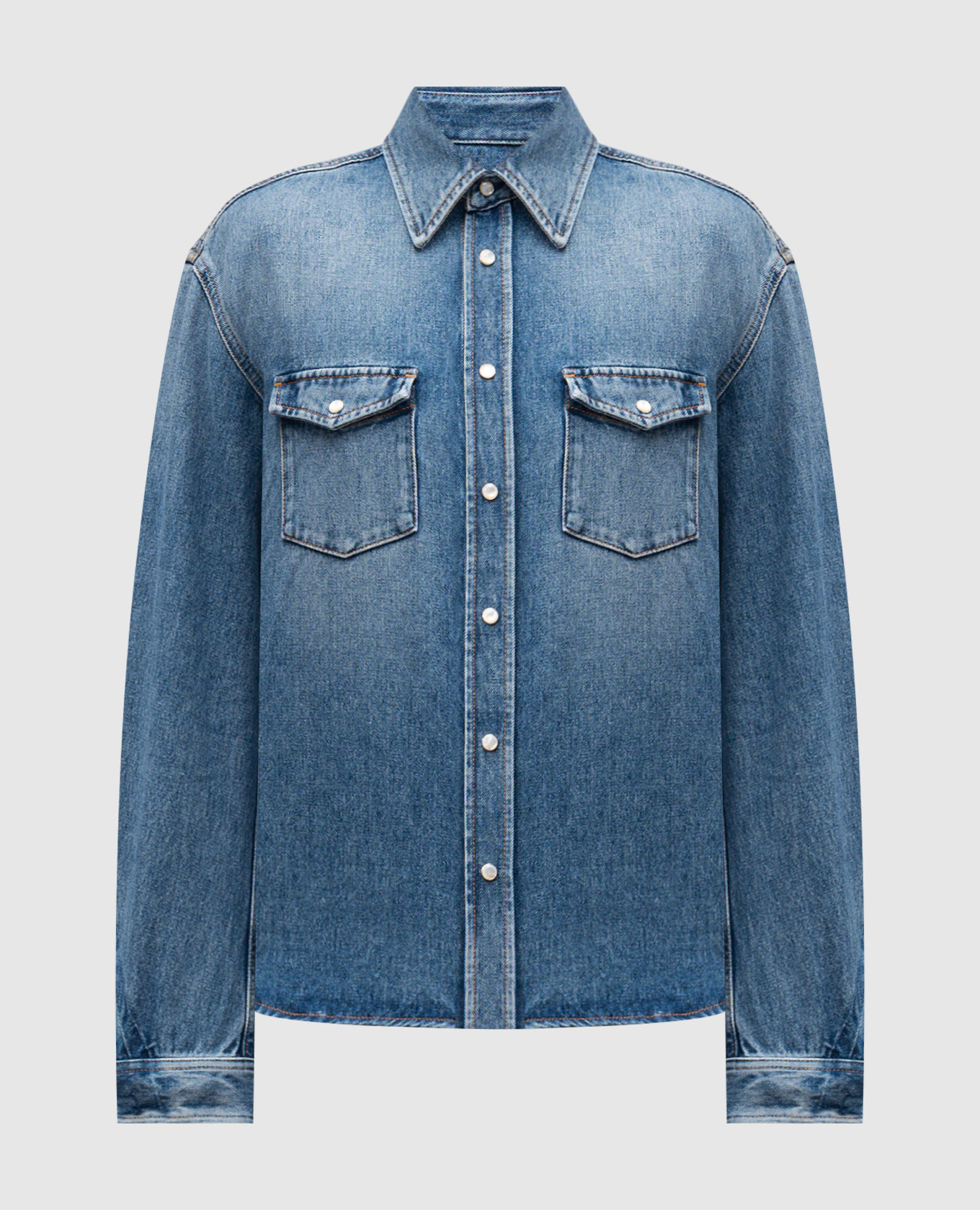 

Синяя джинсовая рубашка с логотипом, Синий, Рубашки