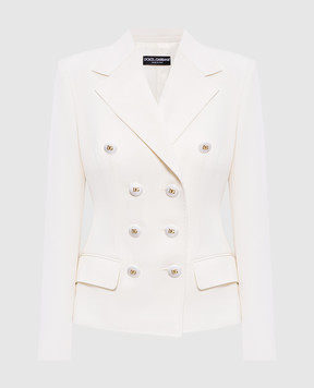 Dolce&Gabbana Бежевый двубортный жакет из шерсти F27ACTFUBGC