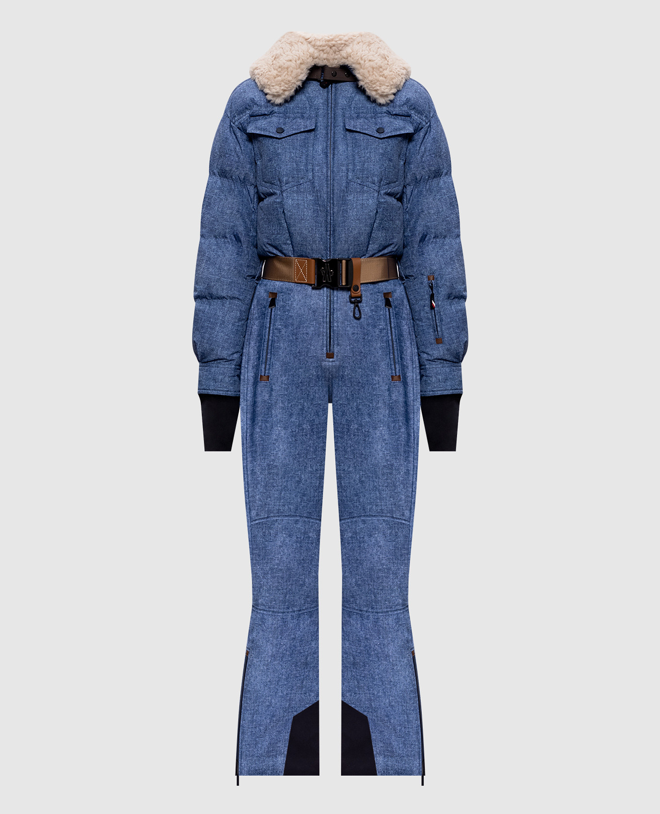 

Синий горнолыжный пуховой комбинезон с мехом, Комбинезоны