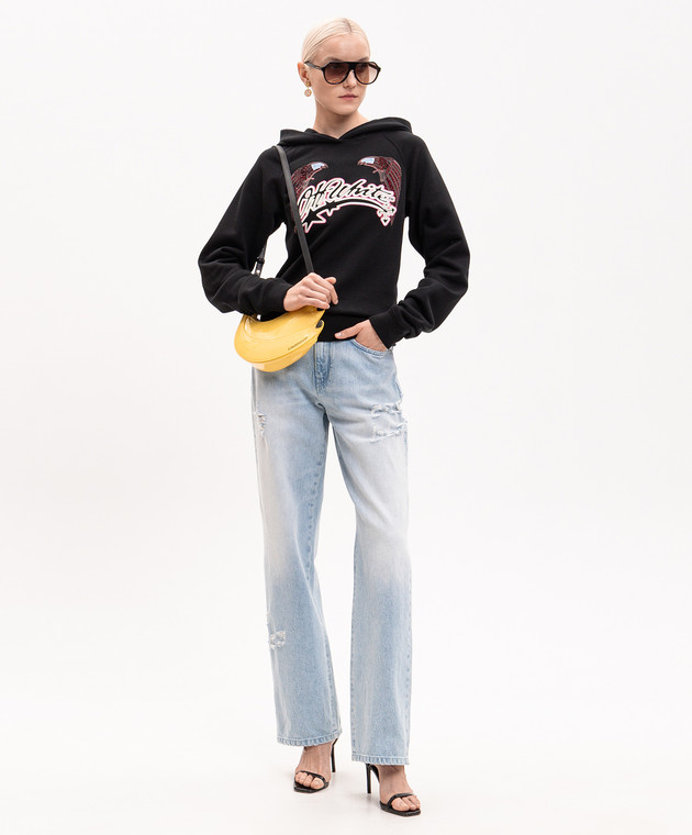 Off-White Черный худи Double Eagle с кристаллами Swarovski 29E00292T изображение 2