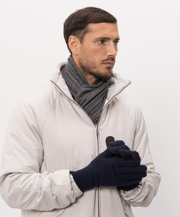 Brunello Cucinelli Темно-сині рукавички з кашеміру M2292118 зображення 2