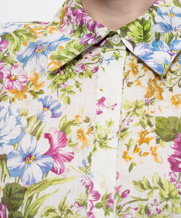 Christy Lynn Біла сорочка Rosa з льону в принт CLB356F55 зображення 5