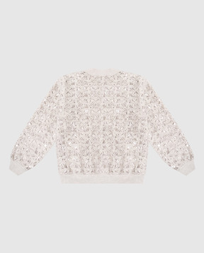 Brunello Cucinelli Дитячий сірий ажурний кардиган з вовною BRFMSR06C