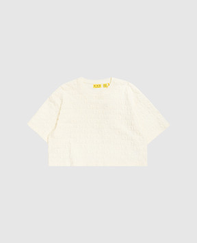 Off-White Дитяча жовта укорочена футболка 44GAA019S26J003
