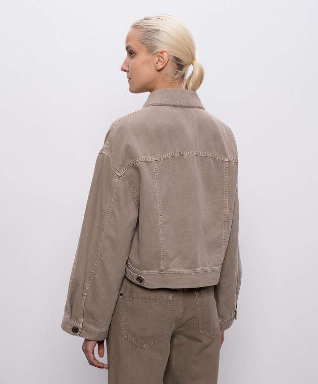 Brunello Cucinelli Коричнева джинсова куртка з льоном ML9967674 зображення 4