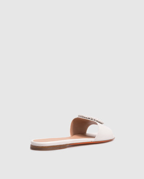 Santoni Белые кожаные шлепанцы WHPF72081HA1NWKE