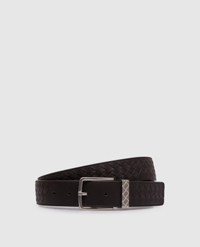 Bottega Veneta Коричневий шкіряний ремінь з плетінням 843902V5XN1