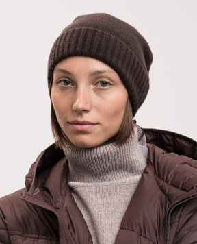 Allude Коричнева шапка з відворотом з кашеміру 26511245