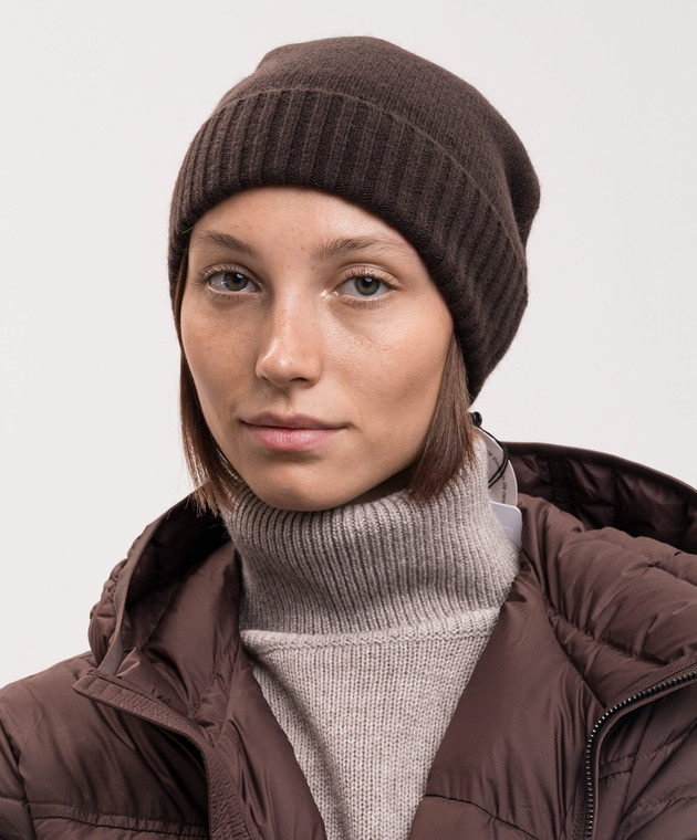 Allude Коричнева шапка з відворотом з кашеміру 26511245 зображення 2