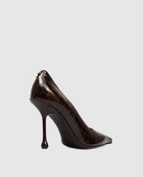Jimmy Choo Коричневые кожаные лакированные туфли Ixia с тиснением под кожу крокодила IXIA95CBH