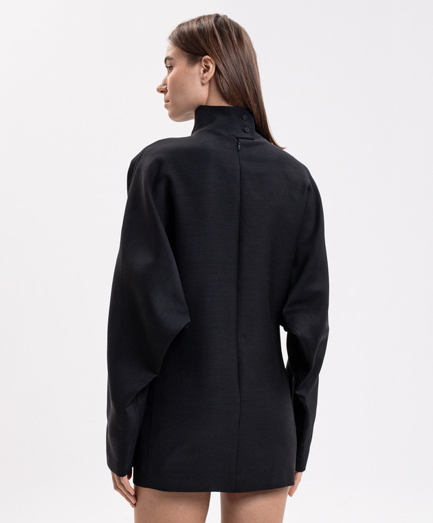 Carven Черное платье мини из шерсти и шелка 6262K21110 изображение 4