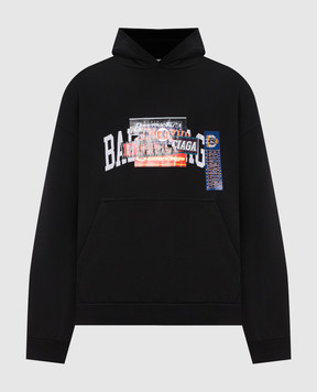 Balenciaga Чорне худі Bumper Stickers 871956TUVS8